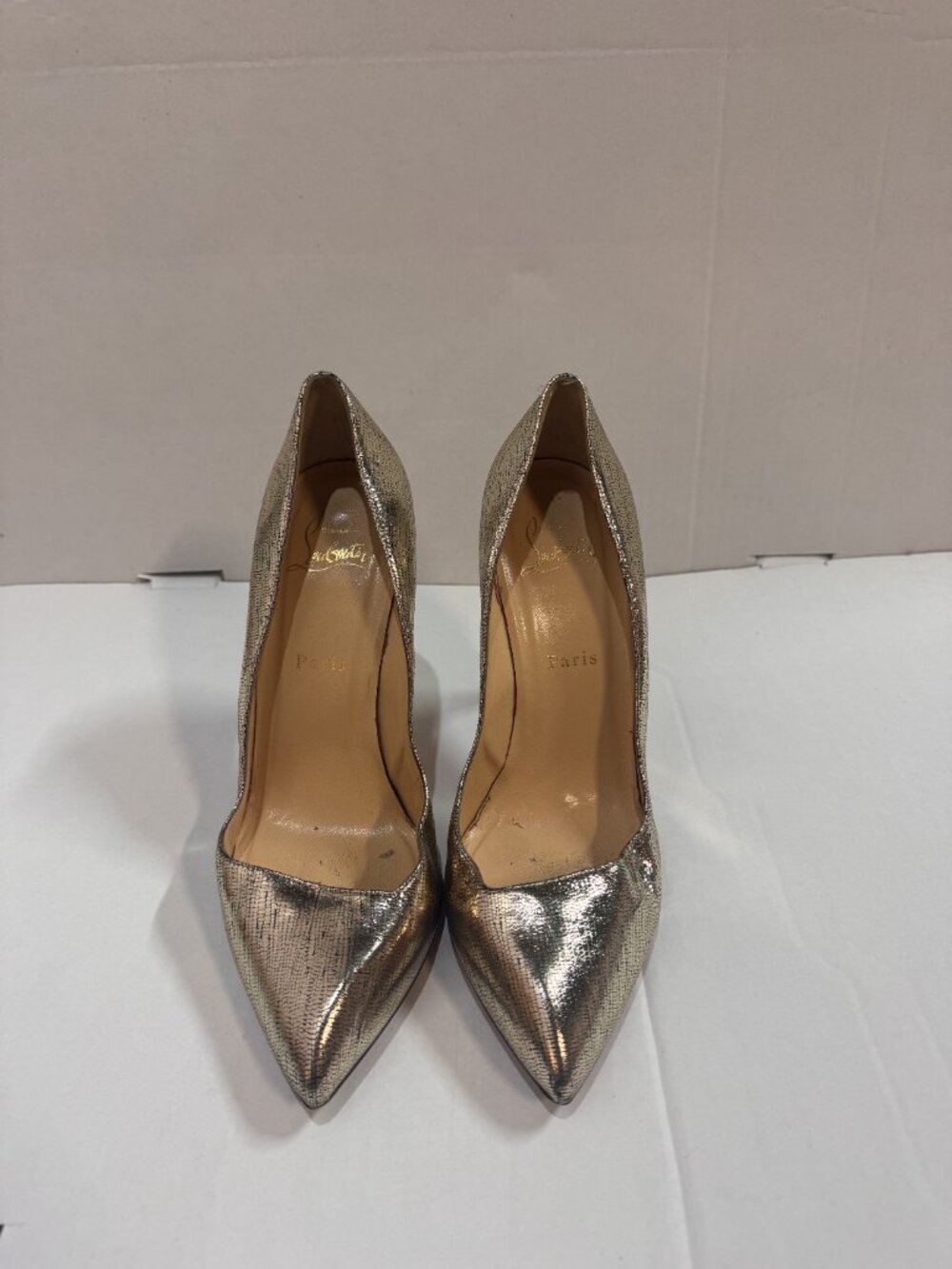 USED Christian Louboutin Pigalle Follies 100 pumps in silver
